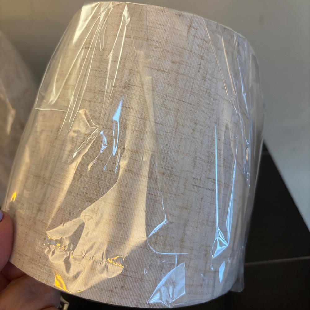 Textured Clip-On Lamp Shades | Set of 2 | Beige | 6 Inch | Tapered Drum - Picture 8 of 10